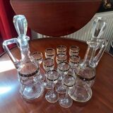 Service à liqueur en cristal émaillé 10 pièces