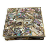 Abalone shell vanity box, alpaca & wood, Mexico, circa 1970s