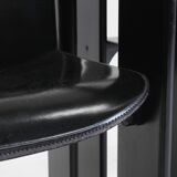 Chaises de salle à manger en cuir noir Dialogo par Afra et Tobia Scarpa pour B&B Italia