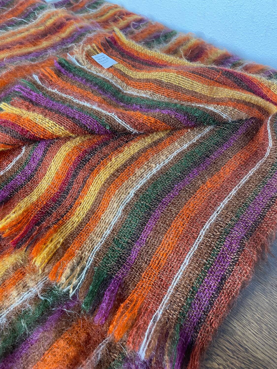Brown mohair wool blanket/throw by Vian-Tiran.