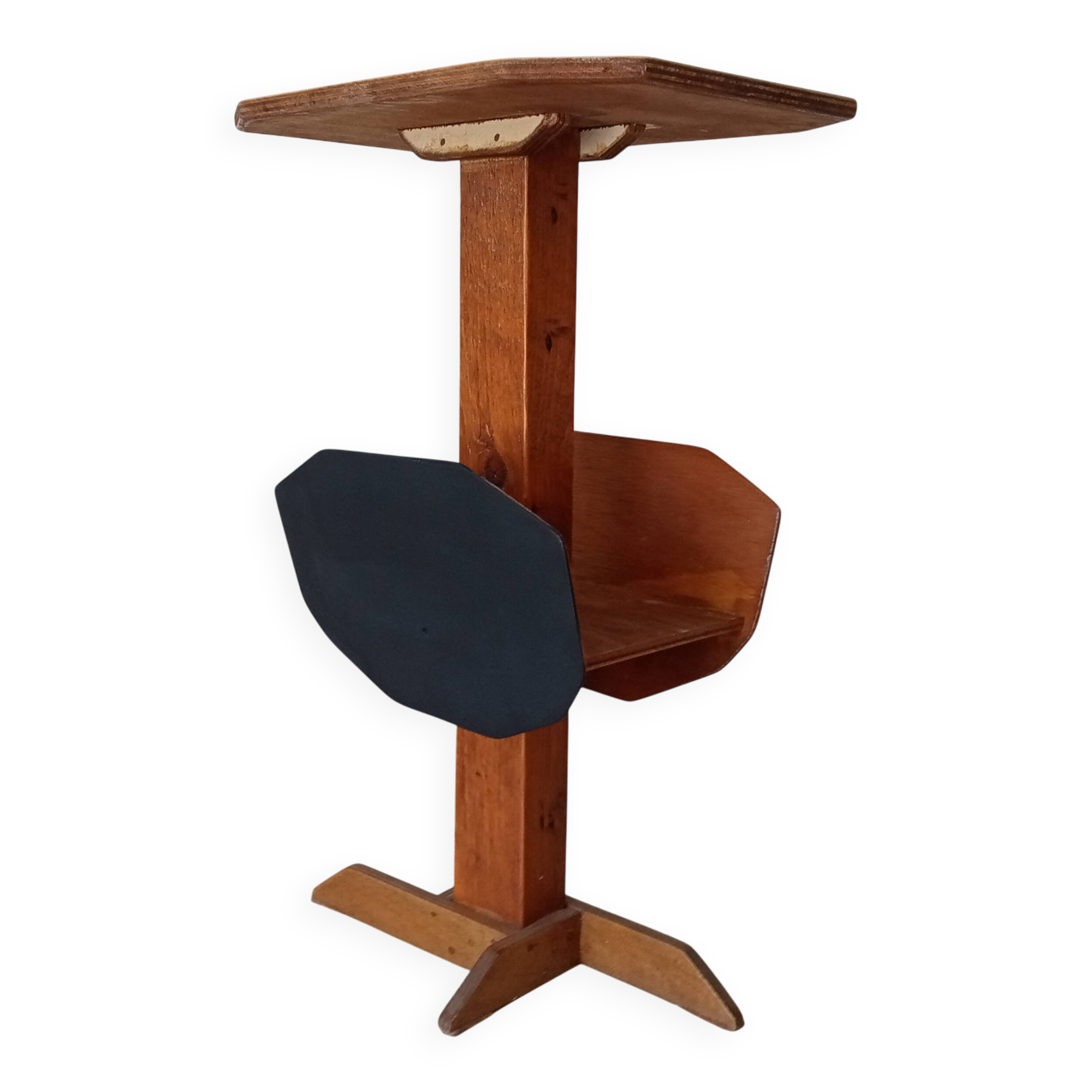 Vintage folk art magazine rack side table