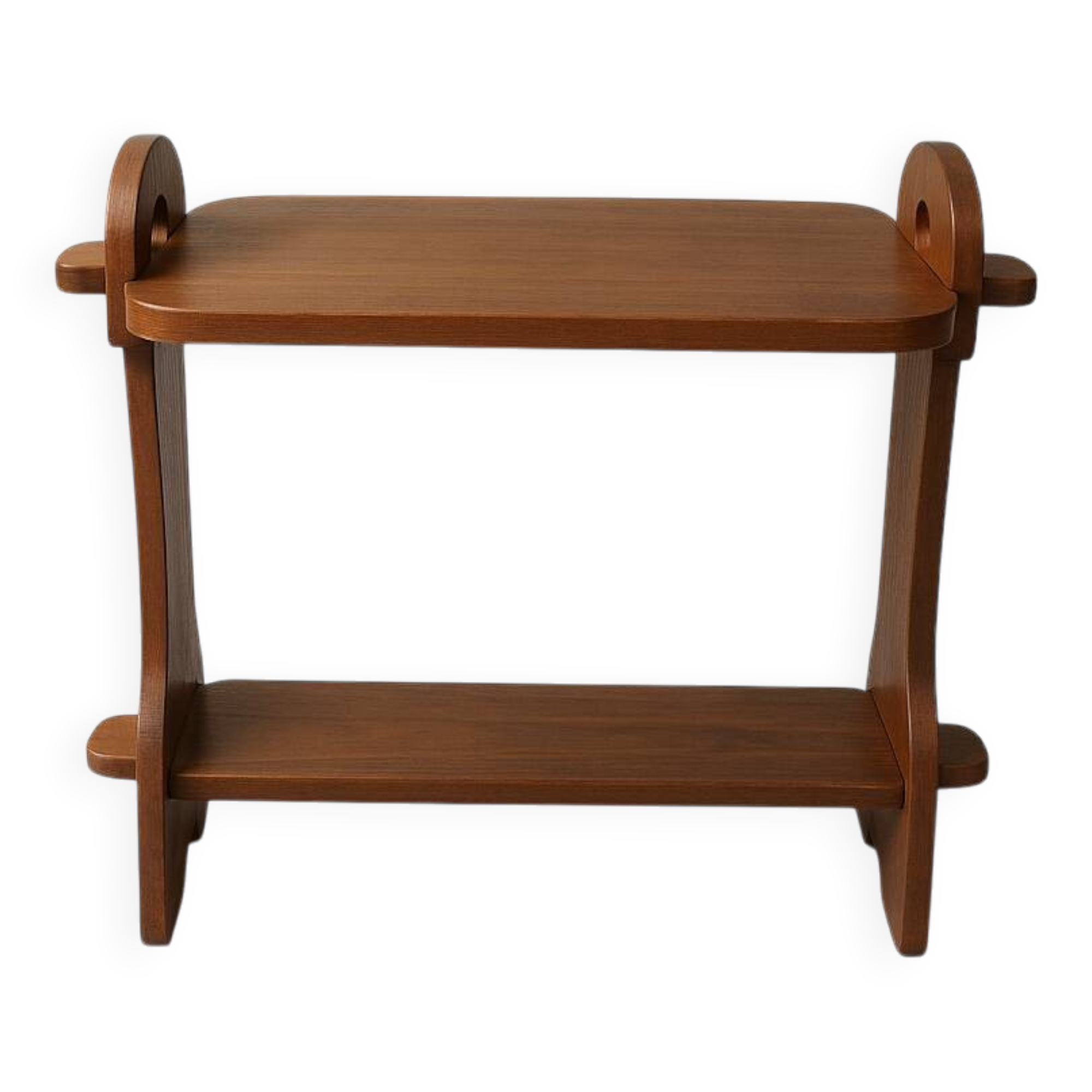 Brutalist side table in exotic wood, 50s.