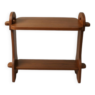 Brutalist side table in exotic wood, 50s.