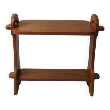 Brutalist side table in exotic wood, 50s.