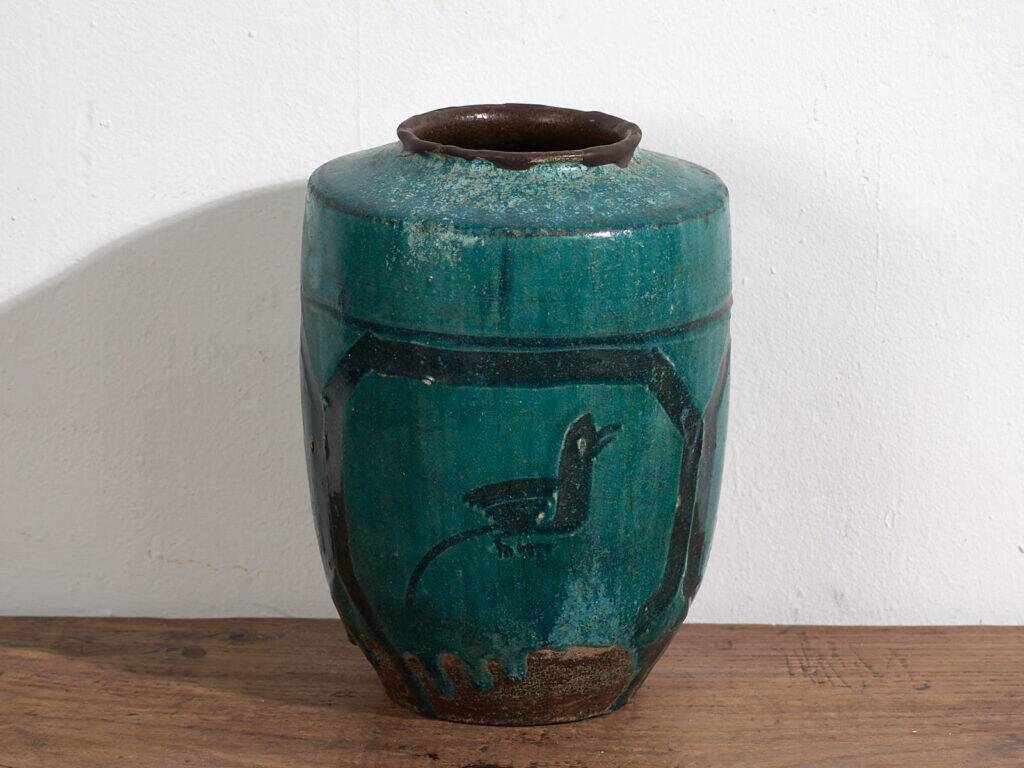 Antique emerald green enamelled vase (c.1820) #12