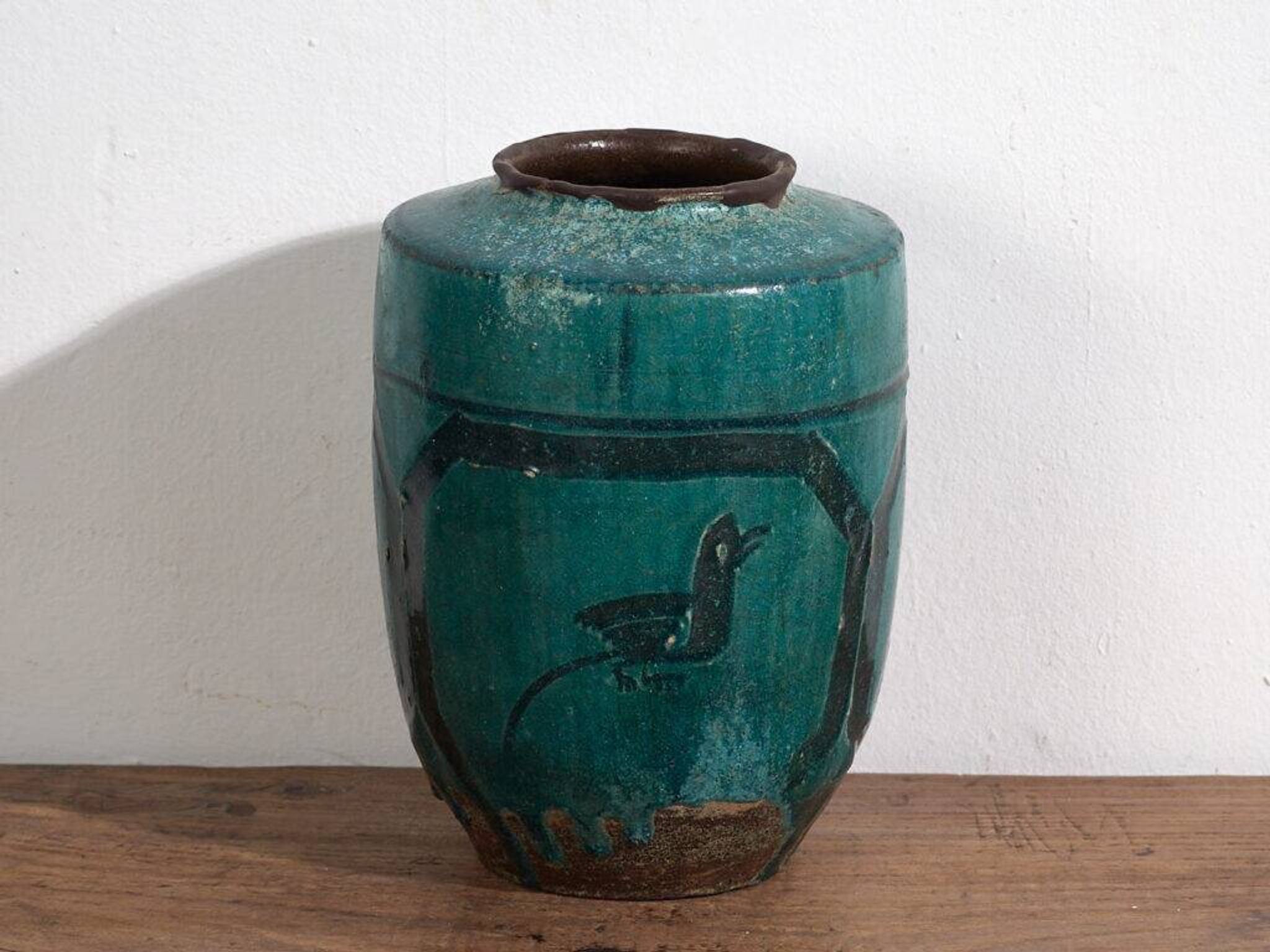 Vase ancien émaillé vert émeraude (c.1820) #12