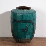 Antique emerald green enamelled vase (c.1820) #12