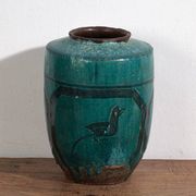 Vase ancien émaillé vert émeraude (c.1820) #12