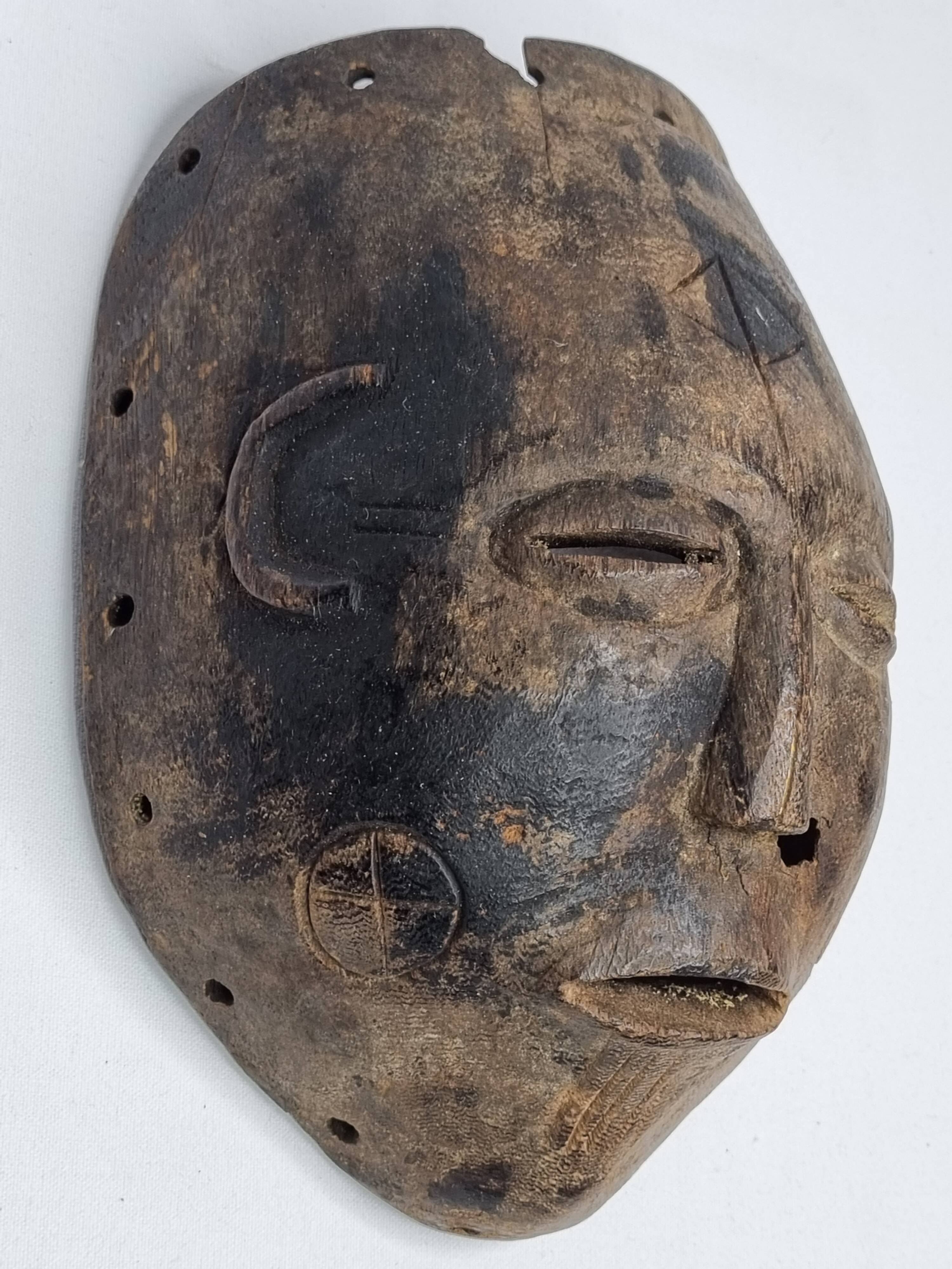 Antique carved wooden tribal mask, early-mid 20th century