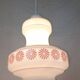 Vintage French pendant light in cream-white glass with pink flowers