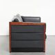 3-seater black cow leather sofa in timeless Art Deco design