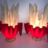 Pair of two-tone handkerchief lamps