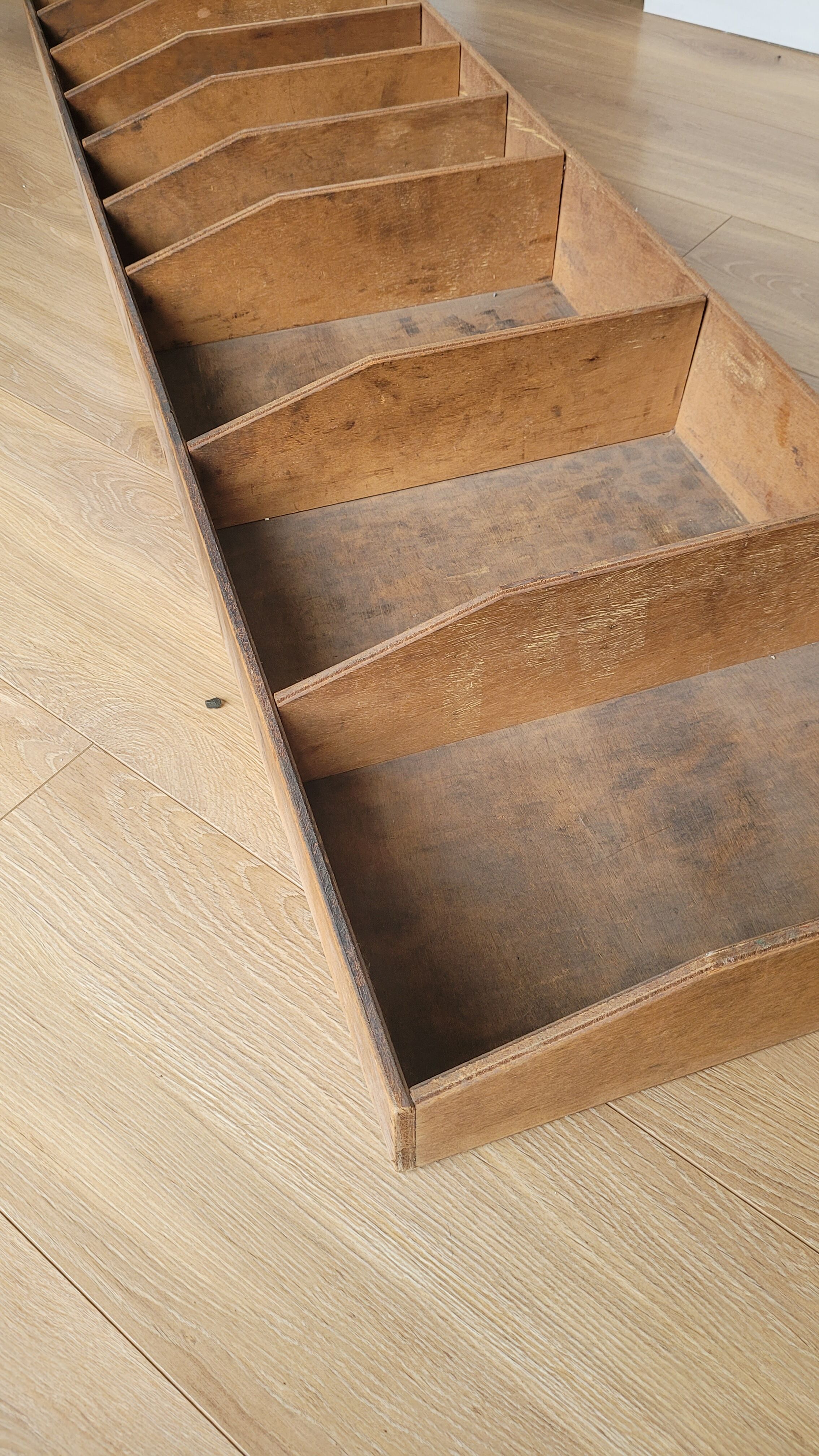 Industrial shelf with wooden lockers