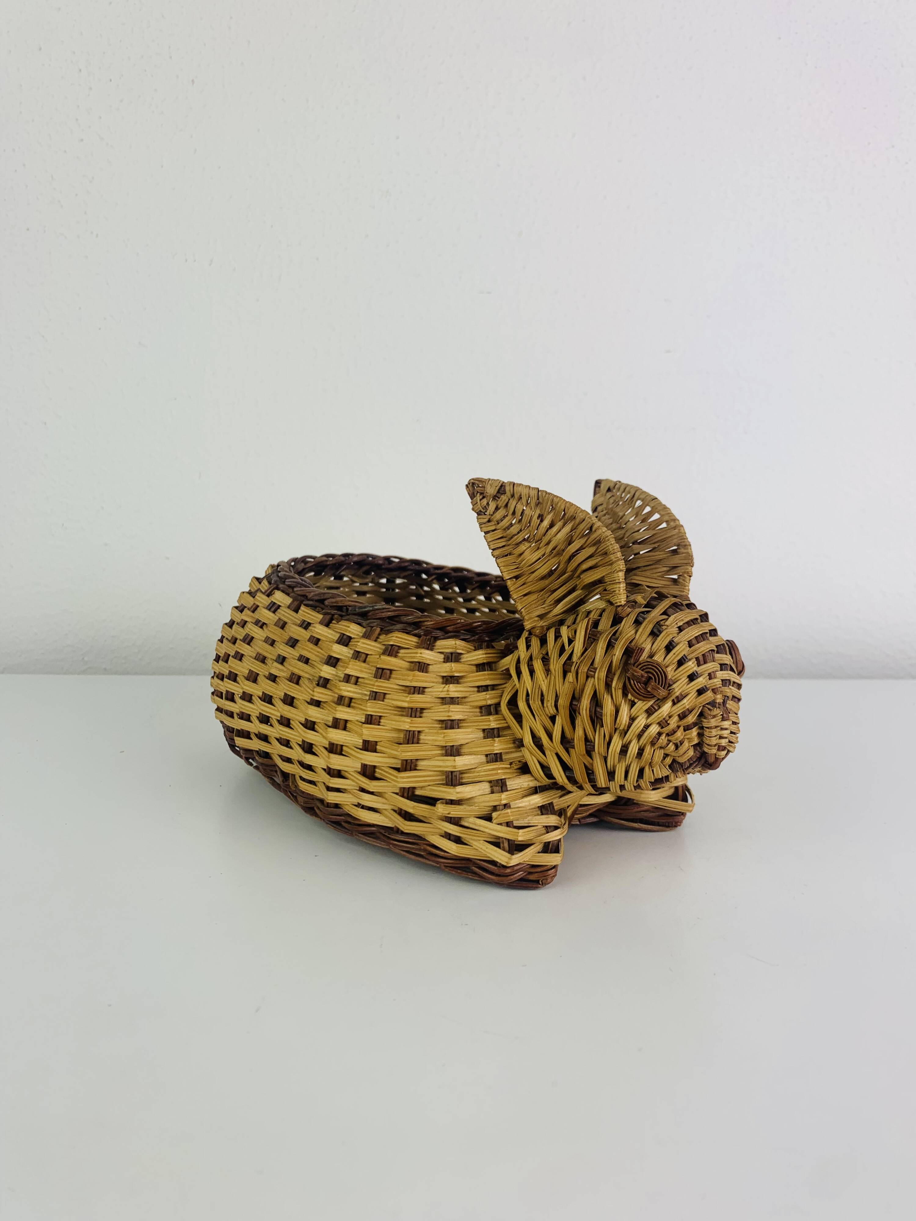 Vintage wicker rabbit basket