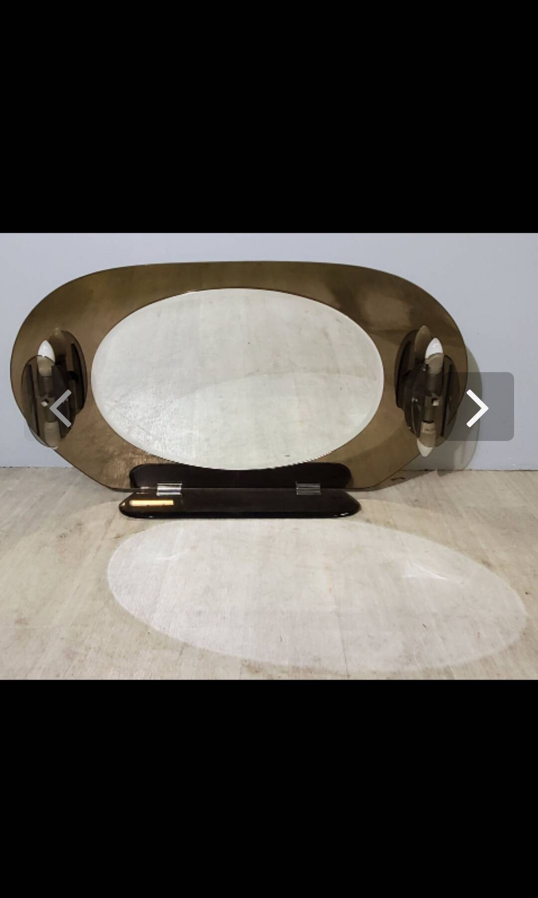 Lupi luxor oval mirror in smoked glass, 1960.70