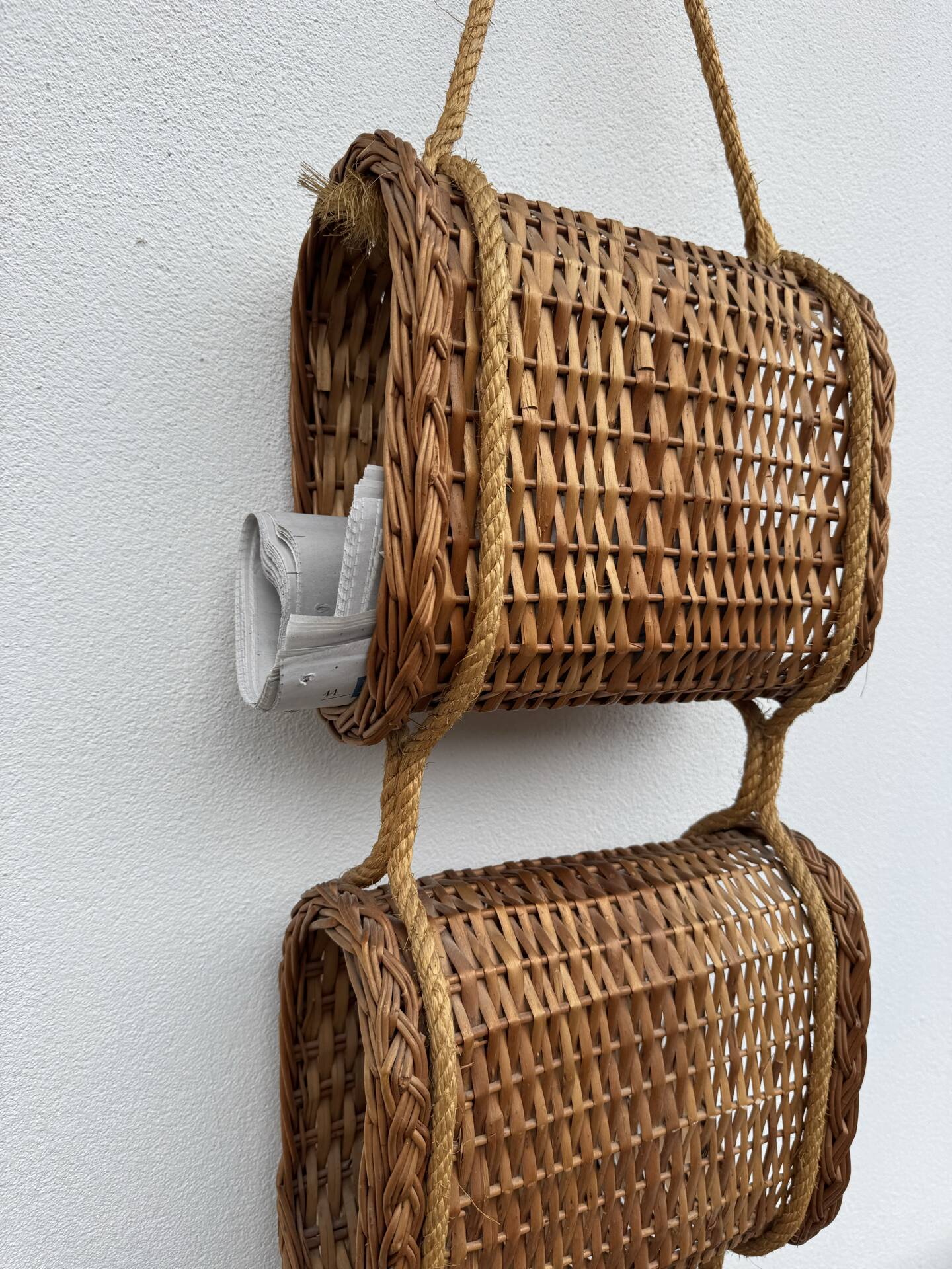 Suspended wicker rattan servant from the 1960s.