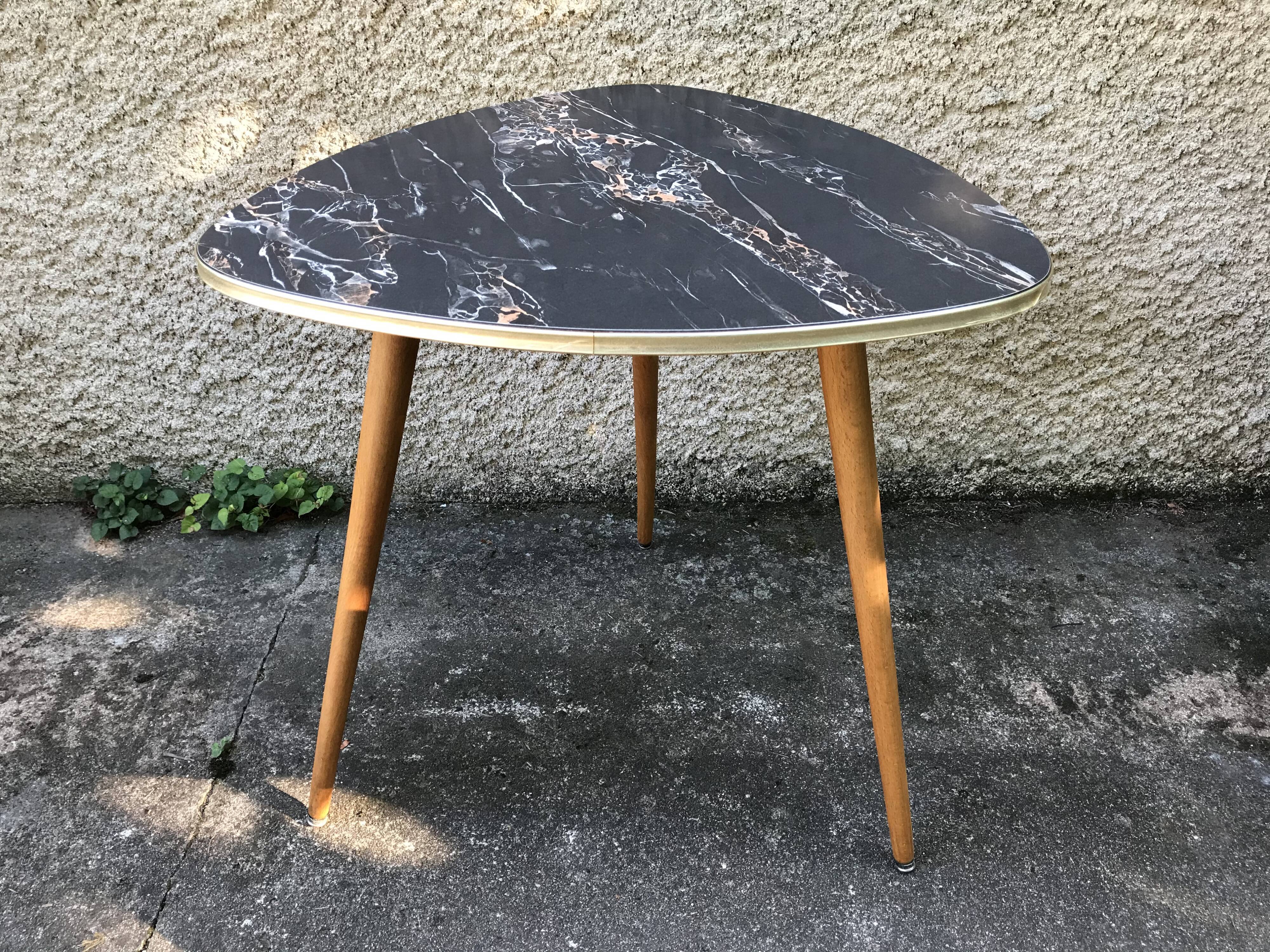 Vintage side table tripod feet compas