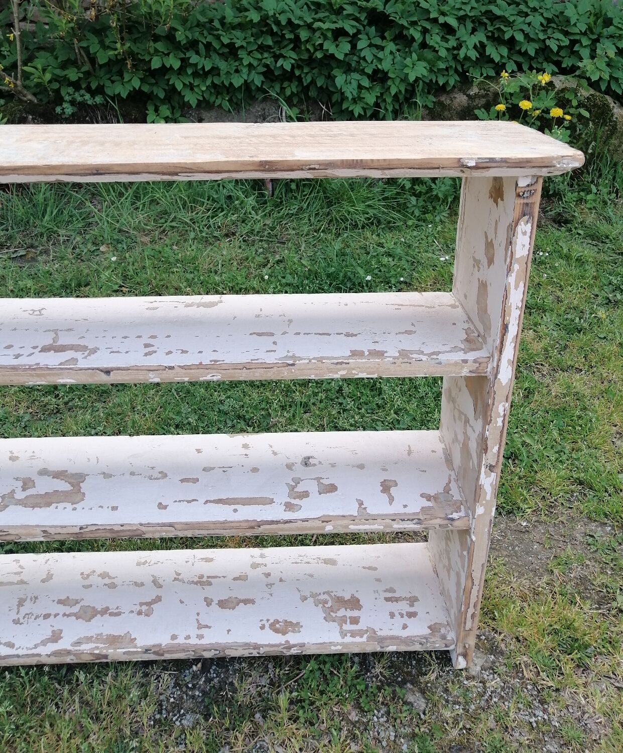 Old shelves in raw wood