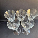 Large wine glasses (5) - Art Deco - Blown and cut crystal