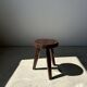 Tripod stool in upcycled teak high hollow - Small tripod stool in solid brown wood seat circ