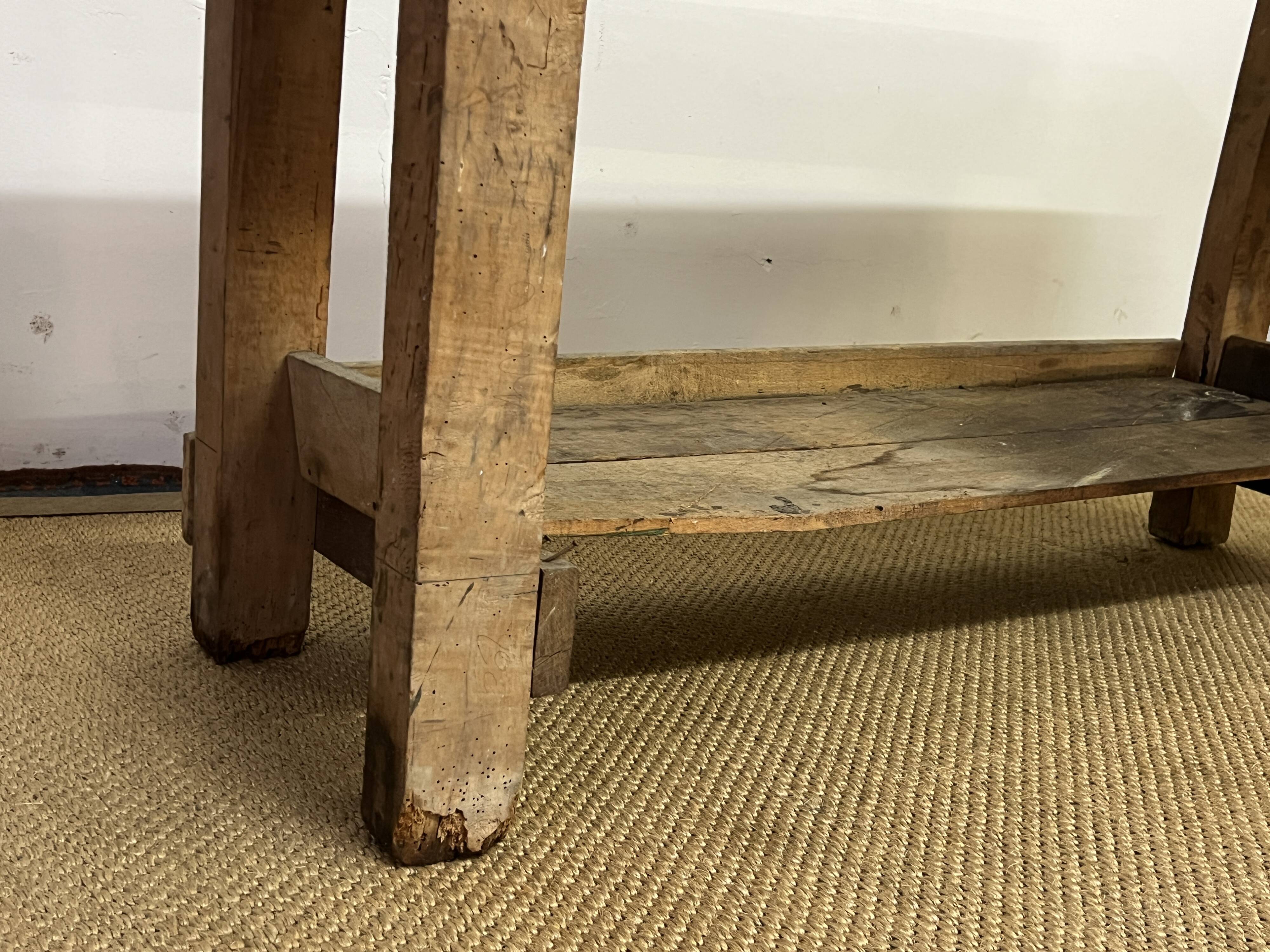 Old wooden craft workbench
