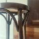 High bistro stool in turned wood and new cane, 1950