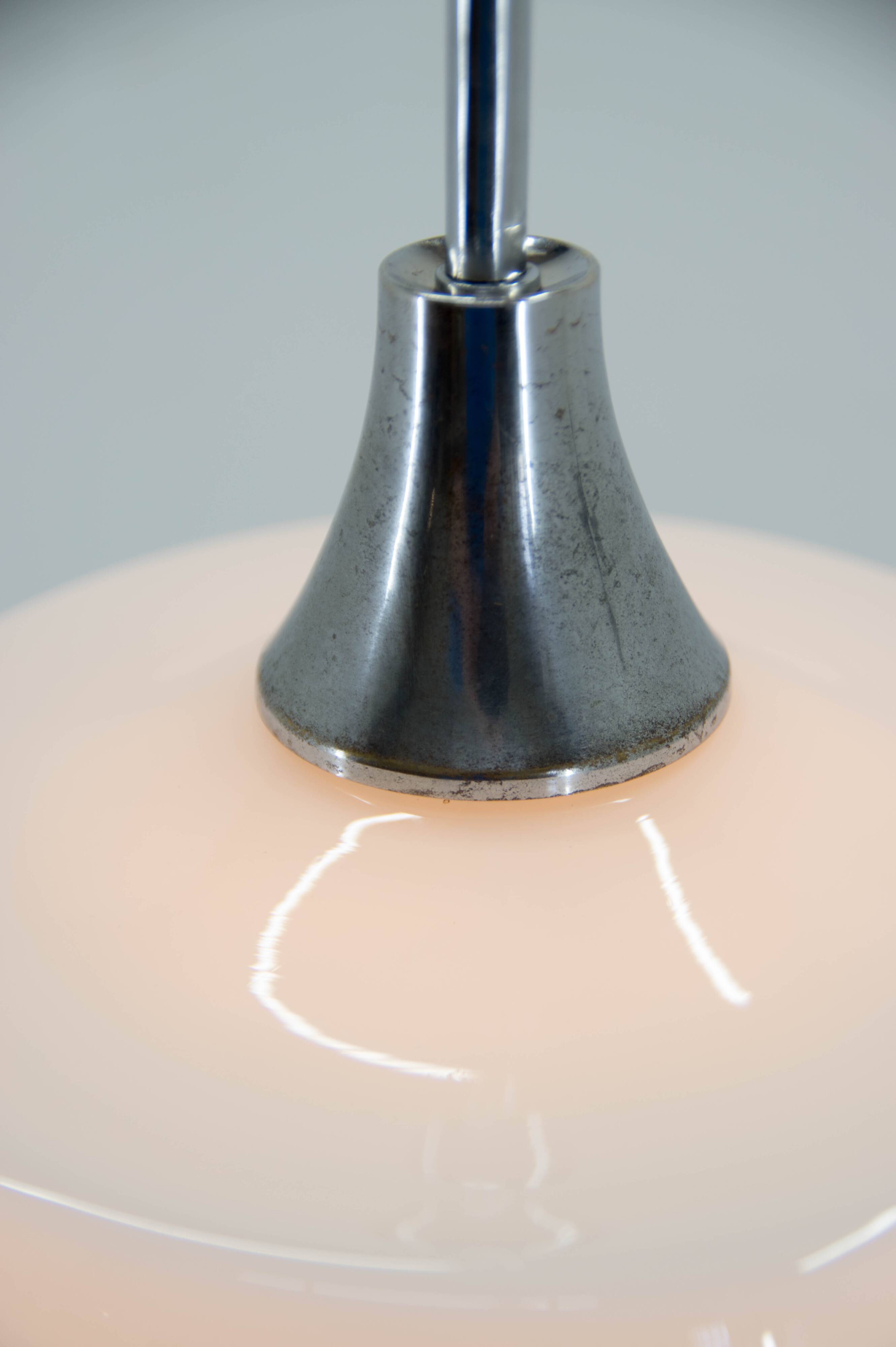 Huge Art Deco Glass Pendant, Czechoslovakia, 1940s