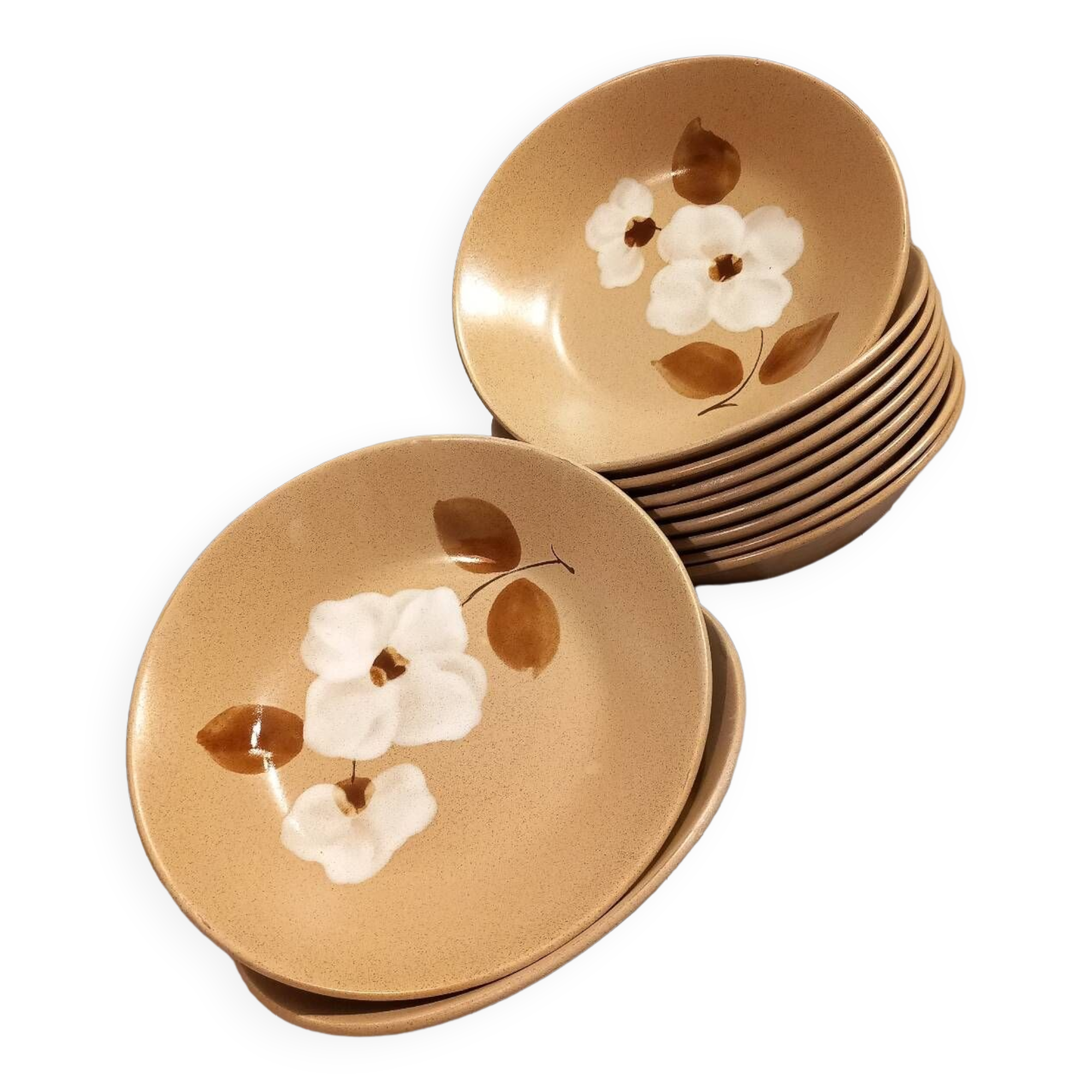 11 vintage stoneware soup plates