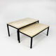 Set of 2 mid century travertine and steel coffee tables, 1960s