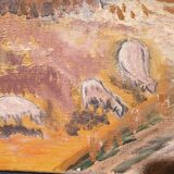 Regionalism Provence Painting Oil on canvas Oratory Sheep dated and signed