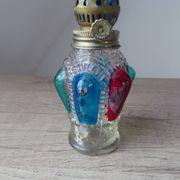 Set of two old coloured glass oil lamps Hong Kong.