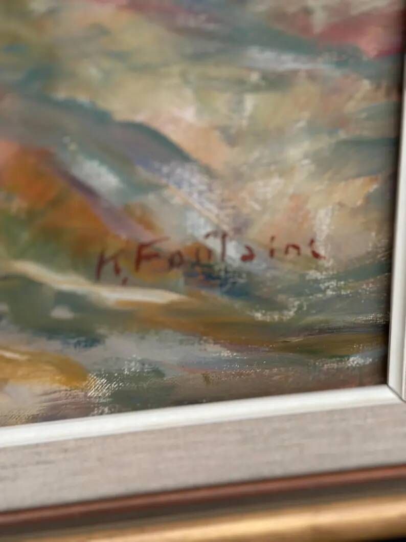 Large Original Swedish Oil on Canvas - “Forest” by Katharina Fontain - Signed - Vintage & Framed - 60 × 80 cm (23.6" × 31.5")