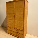 Vintage bamboo and rattan wardrobe, 1970s