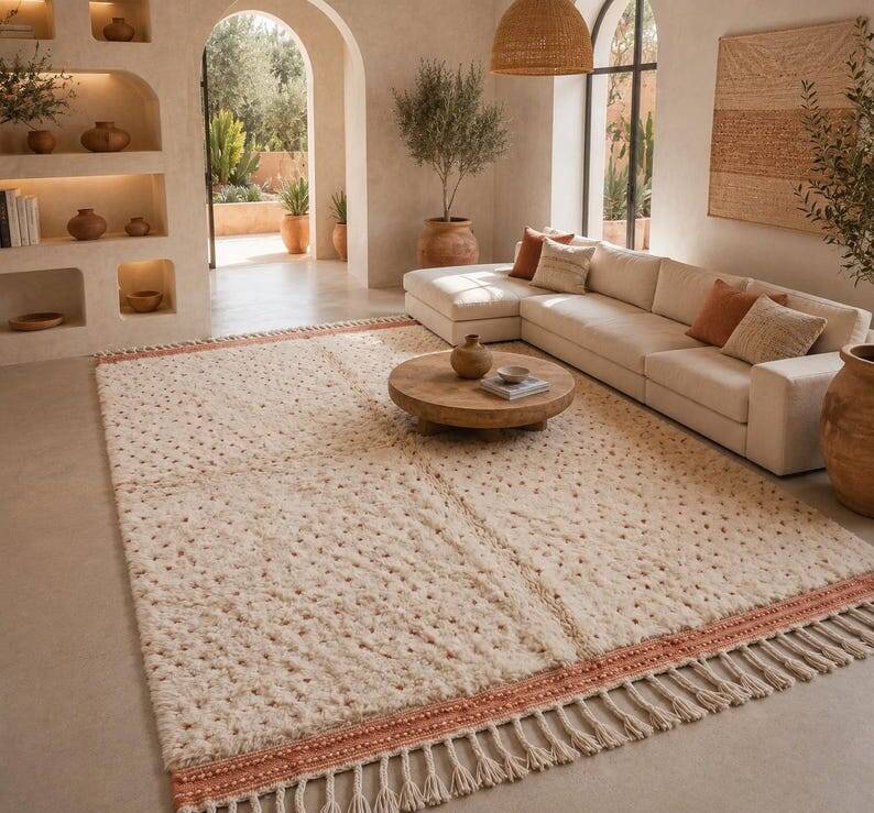 Tapis berbère fait main traditionnelle artisanale taille 3/4 m