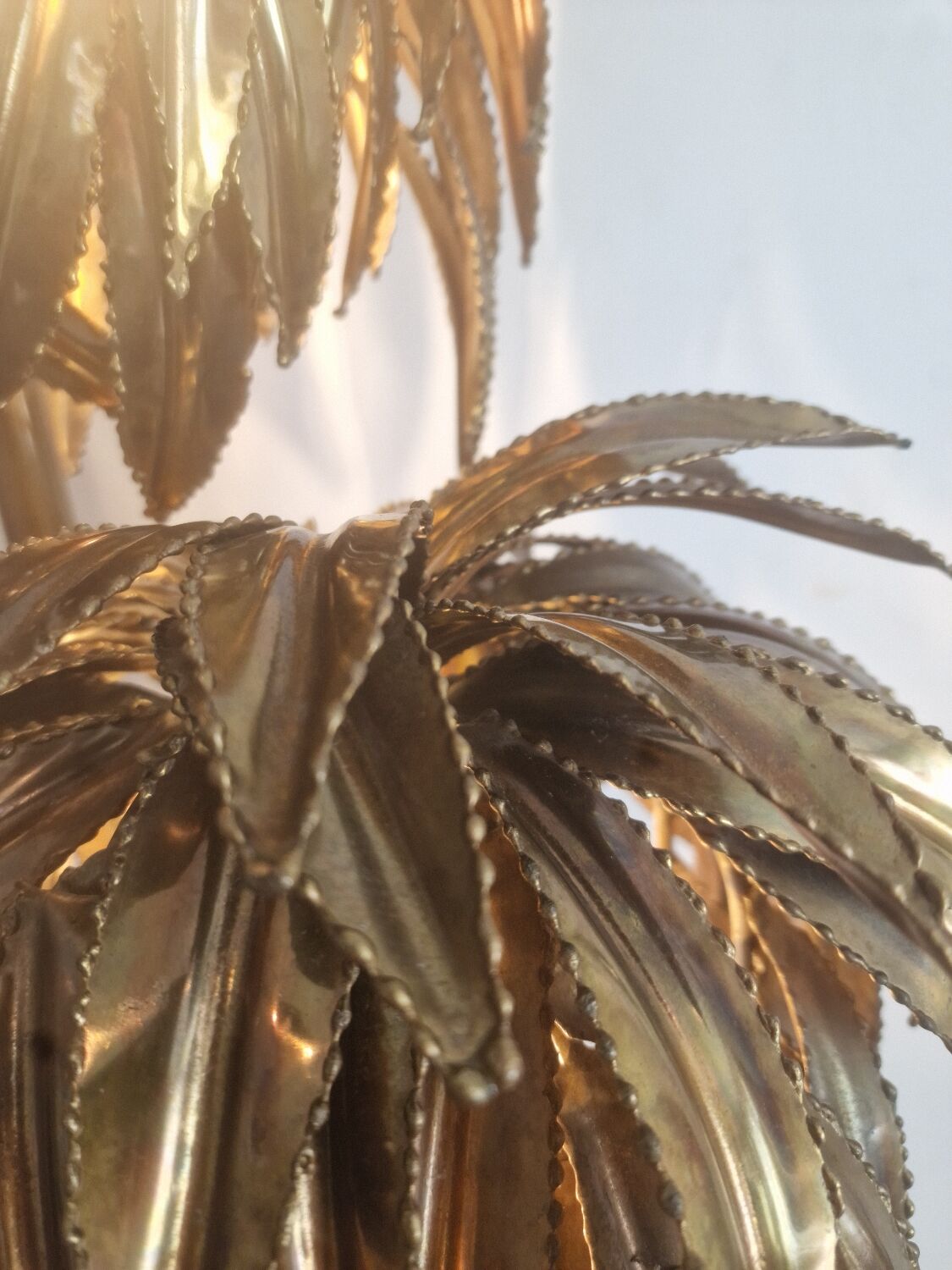 Lampe de table palmier en laiton vintage Maison Jansen, années 1970, France