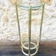 Vintage faux bamboo pedestal table in brass with 2 glass shelves