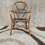 Vintage bamboo rattan armchair