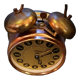 Mechanical alarm clock bell in vintage copper