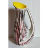 Free-form ceramic vase by R. Dupanier with abstract decoration from the 50s
