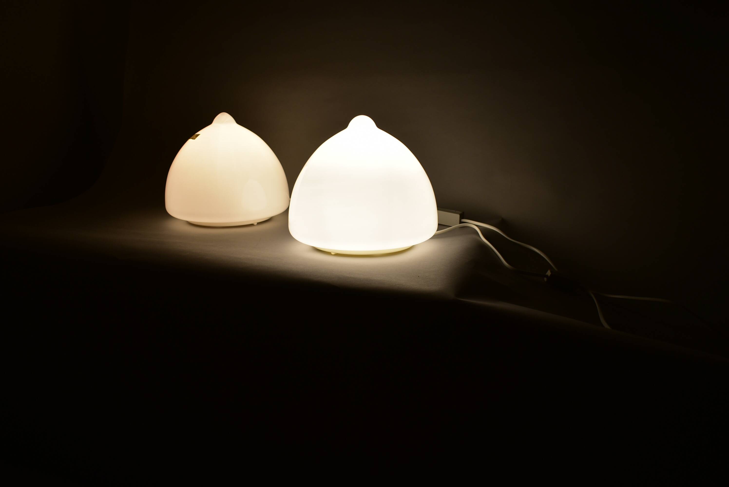 Pair of glass table lamps by Krásno nad Bečvou, 1960s