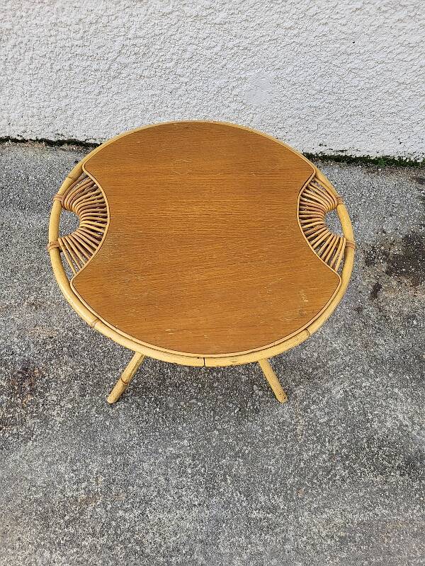 Round rattan coffee table 1960
