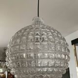 Vintage pendant light from the 70s in molded glass