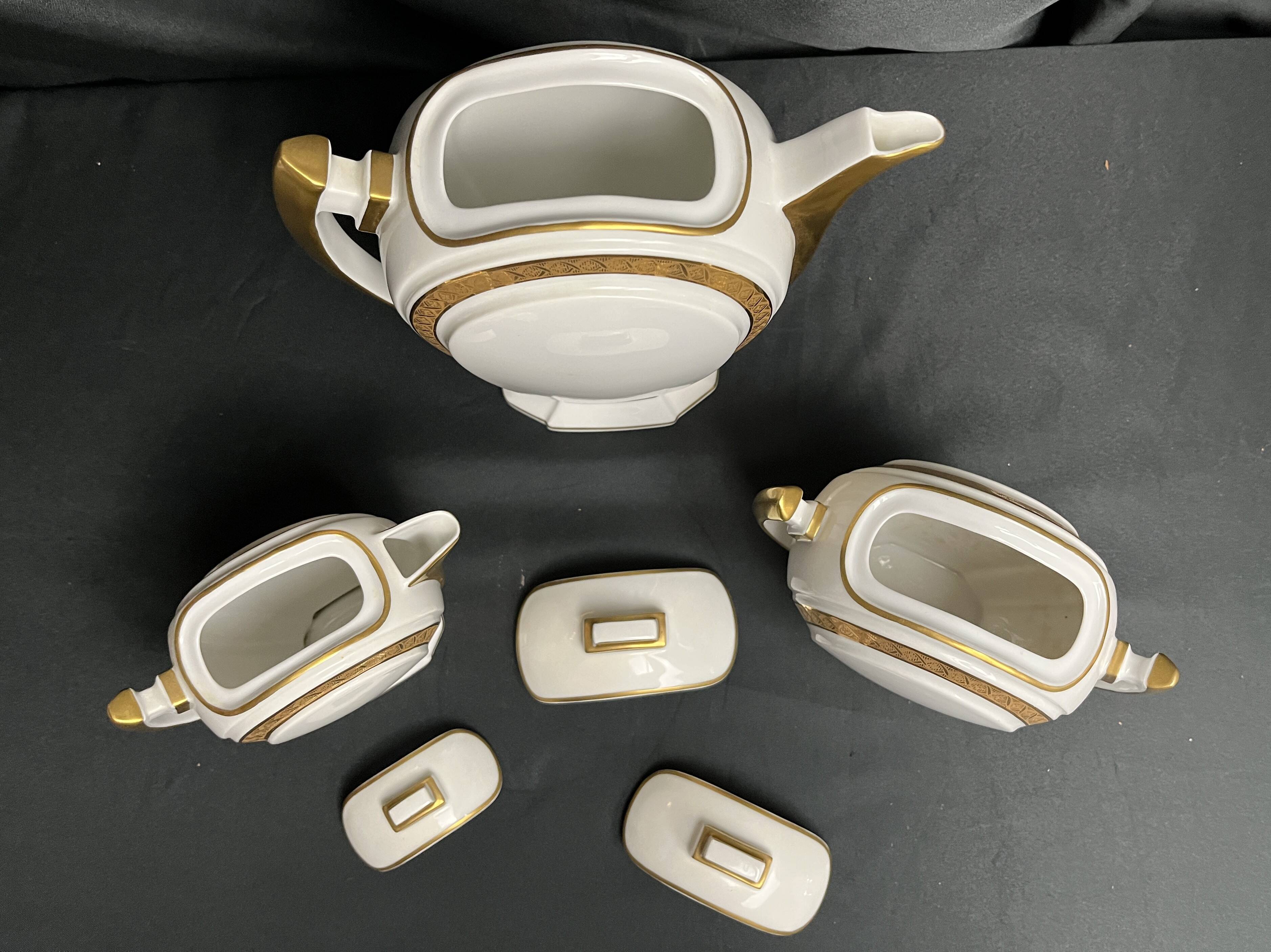 Art Deco, 9-piece Limoges porcelain coffee service circa 1930