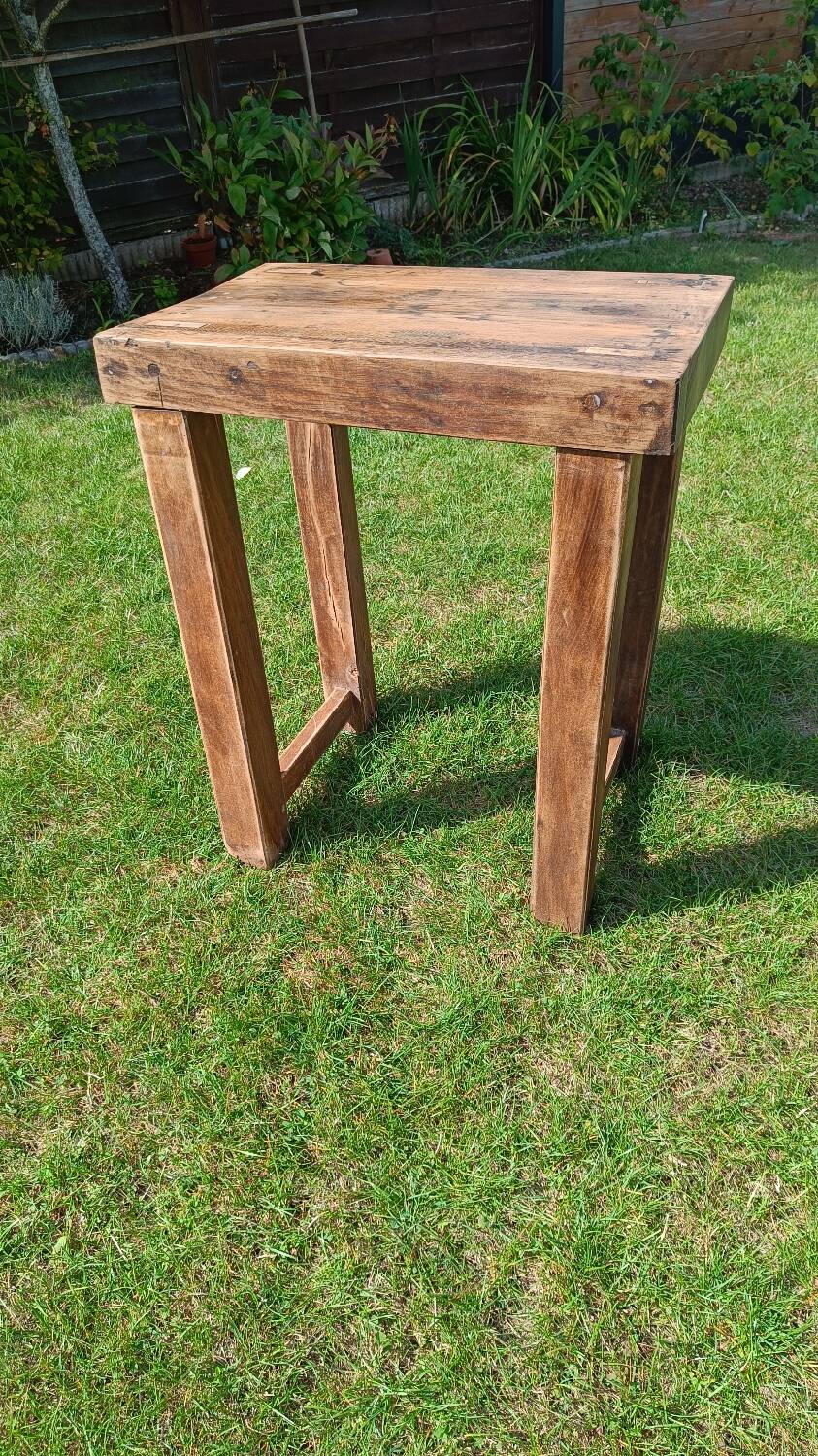 Small antique workbench in solid oak