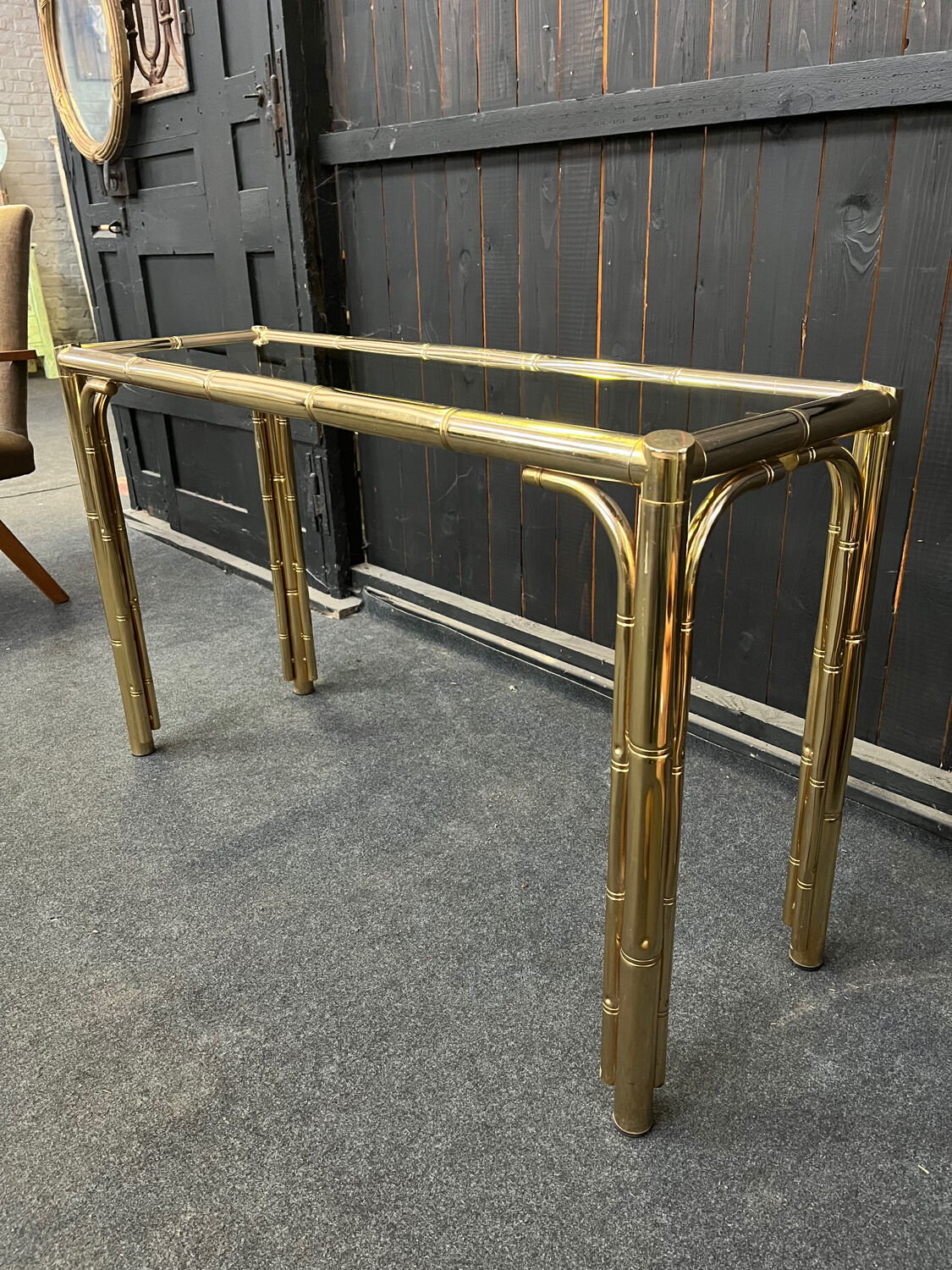 Bamboo-style Console Table Brass 1970