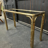 Bamboo-style Console Table Brass 1970