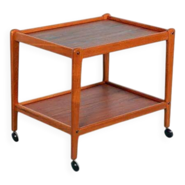 Chariot de service vintage minimaliste Deen design en teck, chariot de bar