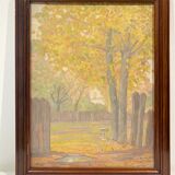 Painting, old, autumn landscape 1940s