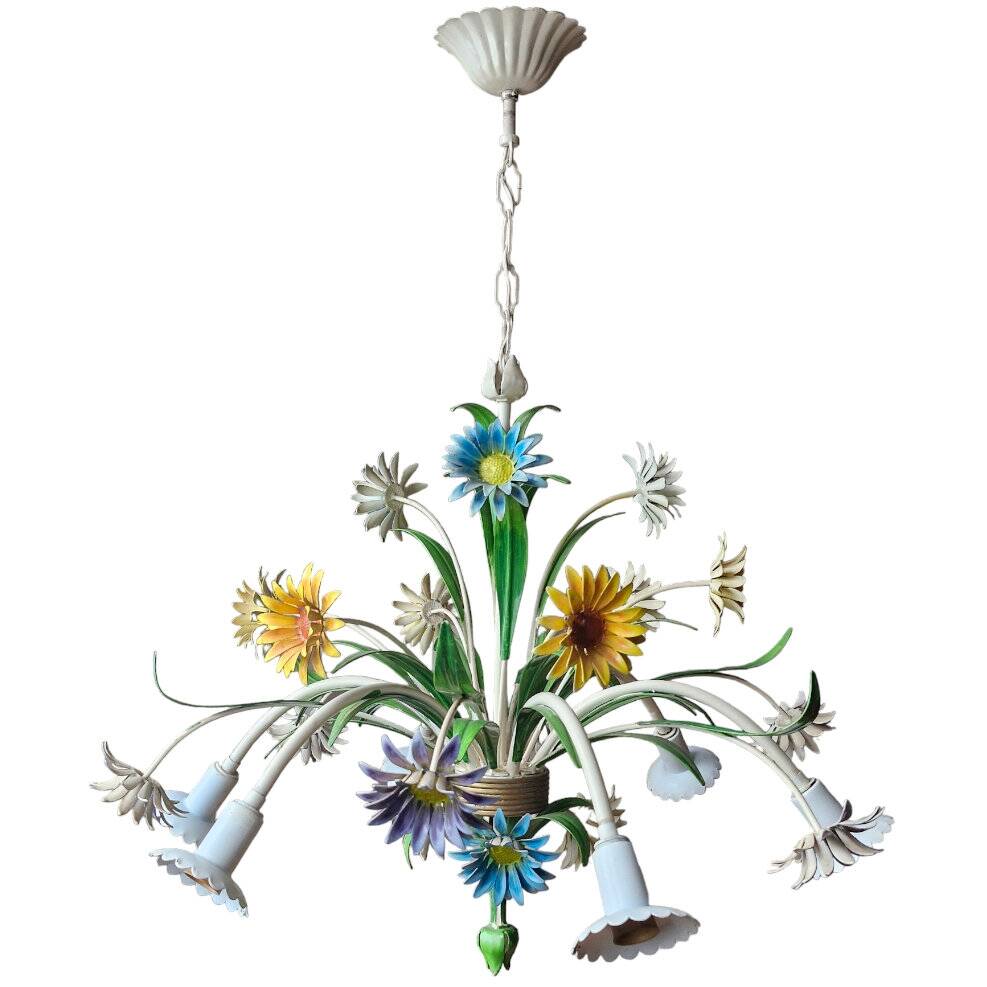 Flower chandelier in sheet metal Italy 1970s