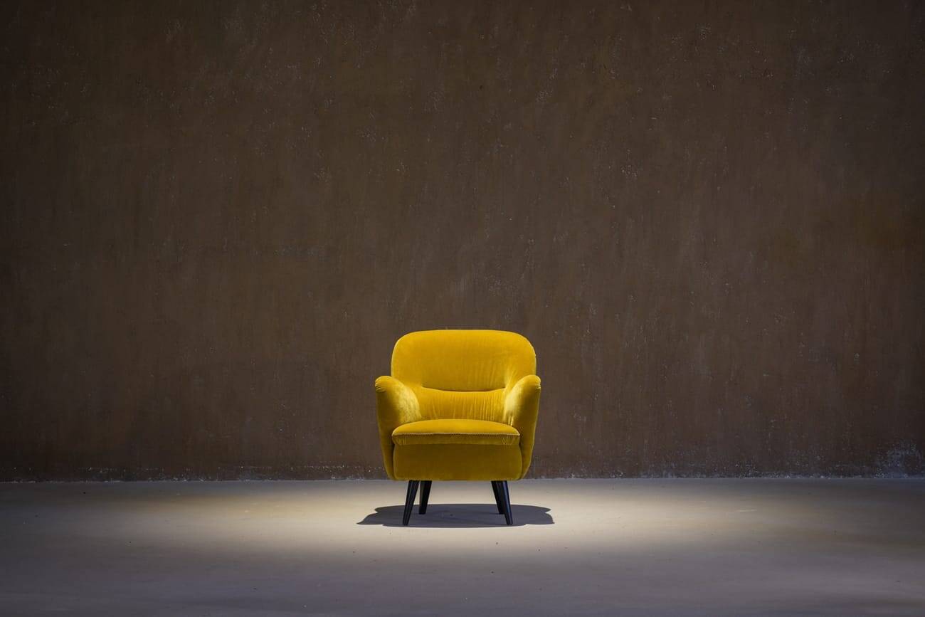 Vintage yellow velvet armchair, France 1960s